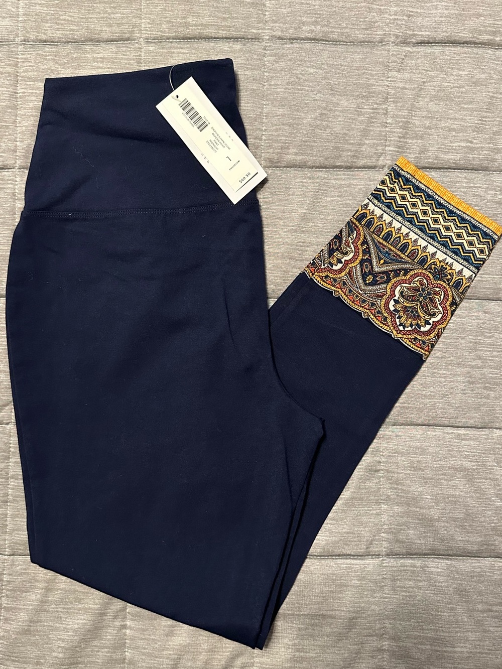 Chico's Zenergy Navy So Slimming Legging with Patterned Cuff New Size 1